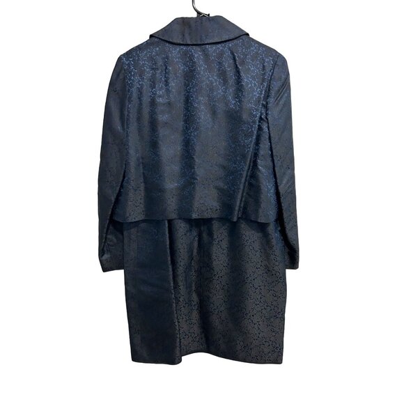 Laxmilelas Tailored Blue Brocade Dress Suit Custom-Made Elegant 2 Piece Design - Picture 2 of 12